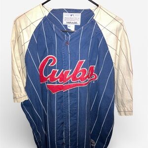 Vintage Mirage Blue and Cream Cubs Jersey button up front size XXL